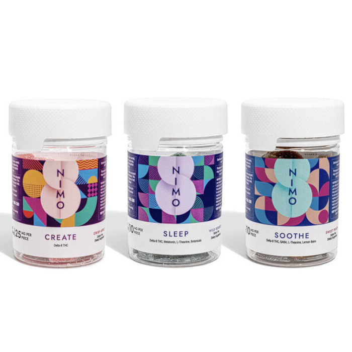 3 bottles of nimo nutrition delta 8 gummies - sleep, soothe, create